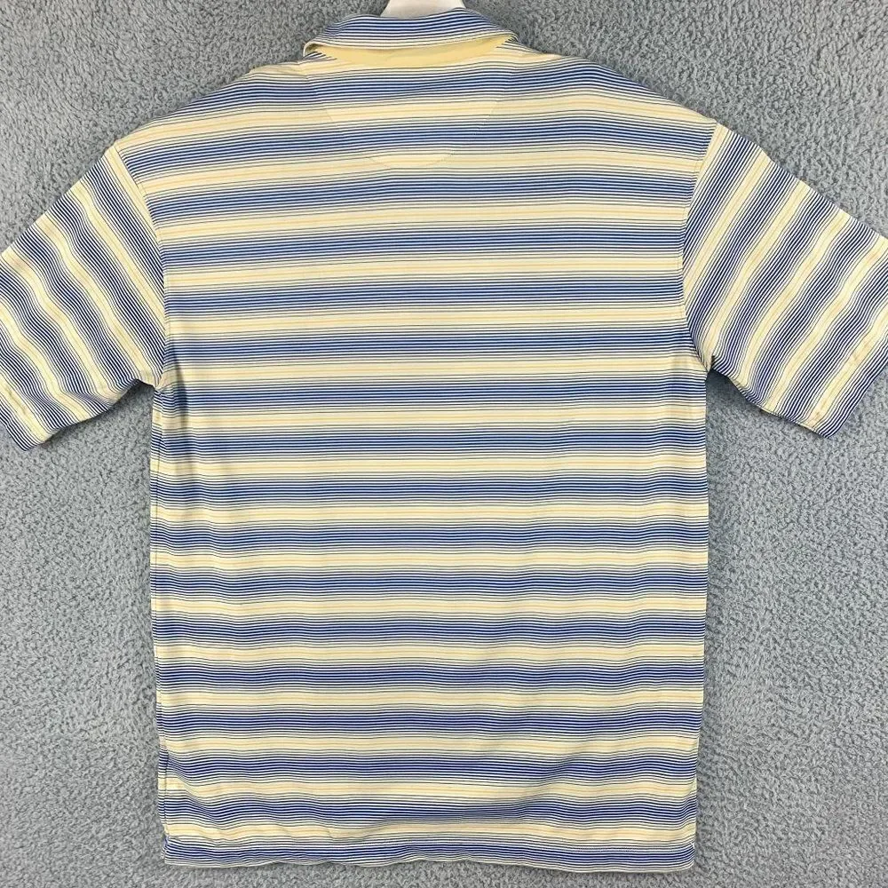 Nike Golf Polo Shirt Mens Large Yellow Blue Dri Fit UV Golfer Rugby Outdoor Camp